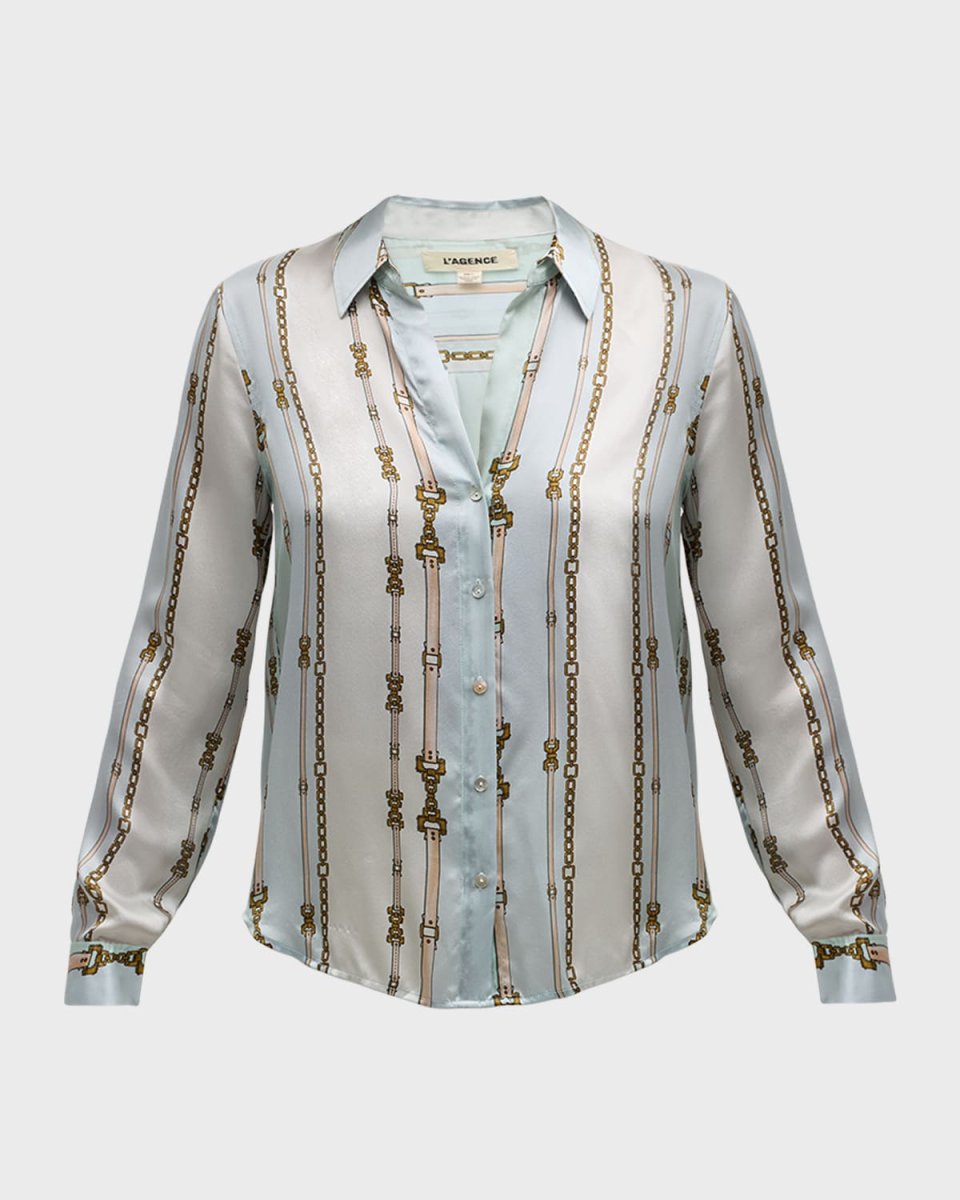 Tyler Multi-Striped Belt Silk Blous